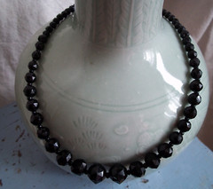 vintage necklace rare mourning jewelry ladies faux jet black victorian style