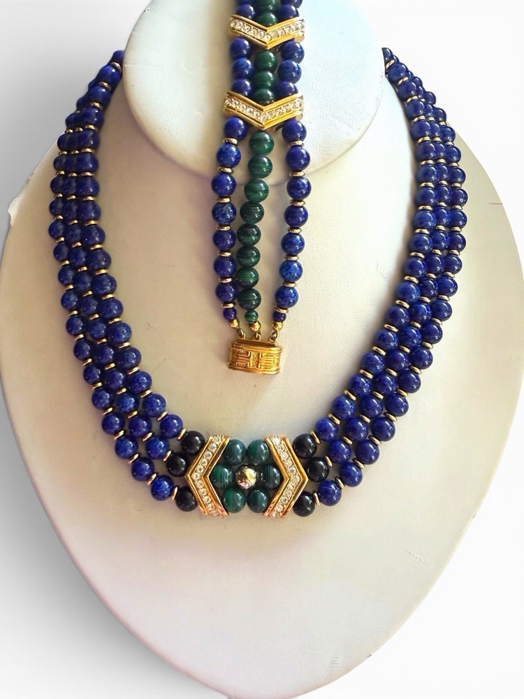 RARE Lanvin Germany Signed Couture Statement Necklace Bracelet Designer Set
