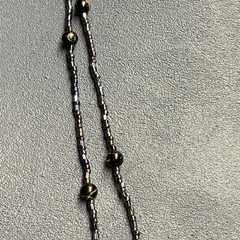 Seed Bead Necklace 56 In Gold Dark Blue Purple Green Iridescent Snap Closure