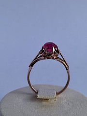 Old Vintage Soviet Union Silver 875 Ring USSR Red Stone Ruby Size US 6 (16.5 mm)