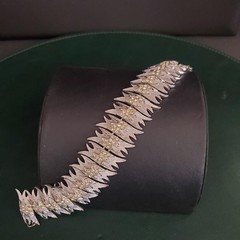 Vintage Signed Francois For Corocraft Silver Tone Retro Bracelet Rhinestones MCM