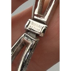 Vintage Trifari Necklace Double Baguette Rhinestones Art Deco Hook Clasp 16″