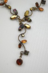 Vintage Necklace Festoon Style Necklace Beautiful Multicolored Rhinestones