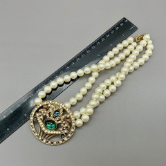 Richelieu Jewelry Set Women Cream Faux Pearl Cabochon Rhinestone Vintage 16 Inch