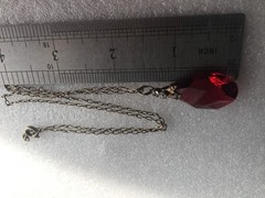 Pendant with chain silver 875 Russian Soviet Gold vintage USSR red crystal glas