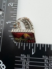Western Cowgirl Art Ring Silver Tone Square Stretch Vintage Retro Photo Design
