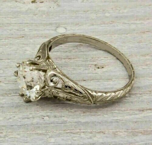 Art Deco Style 2.5Ct European Cut Lab-Created Diamond Engagement 925 Silver Ring