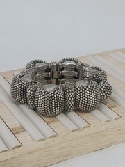 Antique Rajasthan Tribal Sterling Silver Granulated Bracelet 290g Handmade 6.75