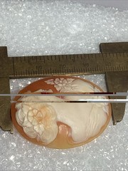 40mm/30mm Antique Shell Cameo Woman Flowers Italy #83