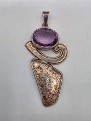 Vtg Southwestern Style Pendant 950 Silver Features Engraved Holster w/ Belt