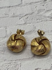 Vintage Textured Gold Tone Knot Post Earrings~ 1/2 Inch~Stunning!