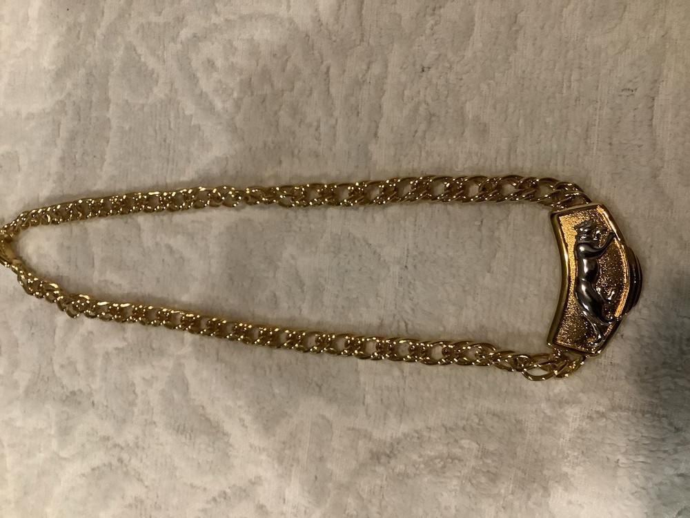 Jackie Collin’s VTG 80’s Panther Gold Plated Two Tone Chain Link Necklace
