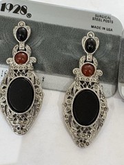 1928 Vintage Large Glitzy Earrings and Brooch