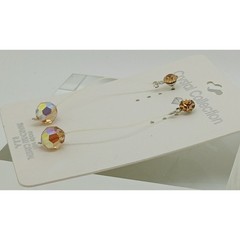 Vintage 1990s Swarovski Crystal Drop Earrings Amber New Old Stock USA Made