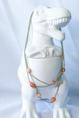 Vintage 90’s – 22″ gold tone Crown Trifari necklace with peach and coral accents