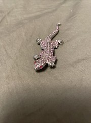 Gecko Lizard Brooch Pin Rhinestones And Great Pin Vintage No Brand