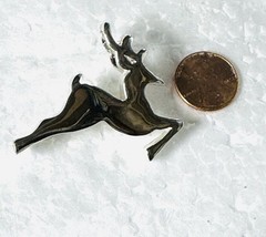 Leaping Reindeer Christmas Brooch / Pendant 1.5” VTG Leaping Deer