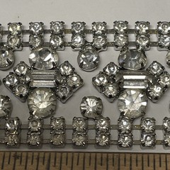 Vintage Mid Century Rhinestone 5 Row Bracelet Silver-Tone 7.5″ (FC110-1Q4452