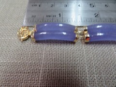 7″ HN 14k Yellow Gold Lavender Jade Double Row Bangle Bracelet