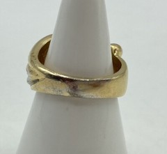 Vintage EDCO Ring Size 8 Gold Silver Tone Clear Rhinestone Band Cocktail