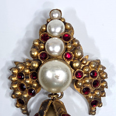 Henry Perichon Baroque Pearl Rhinestone Dangle Brooch Pendant France 1950s-1960s