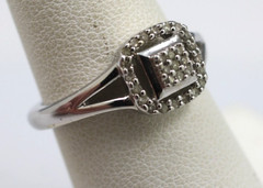 Sterling Silver 925 signed SUN Pave Diamond clear Cocktail Band Ring Size 6 3/4