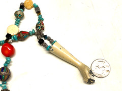 OOAK ARTIST MACABE MIXED BEAD NECKLACE ANTIQUE METAL DOLL ARM RIGHT HAND