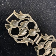 Sterling Silver 7 Inch 30g Panel Bracelet A Repousse Design Of Scottish Thistles