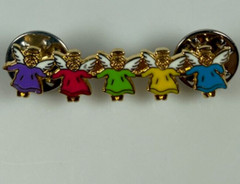Vintage Double Pin Back Five Angels Heaven Colorful