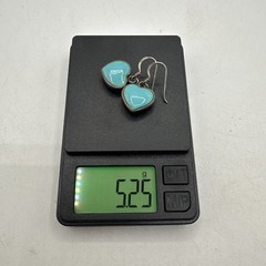 Vintage Sterling Silver Filigree Turquoise Heart Dangle Navajo Earrings 5.25g