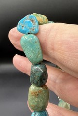 Vintage Whitney Kelly Turquoise Stones, Sterling Silver Cage Charm Bracelet