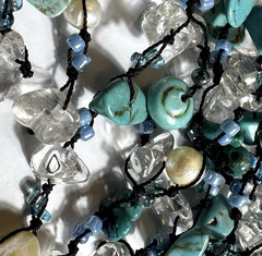 Turquoise Chip Beads Artisan Cluster Boho Waterfall Necklace Coastal Cowgirl