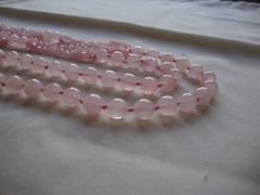 VINTAGE BEAD MEDLEY 3 LAYER IRREGULAR 8mm ROSE QUARTZ 30″ ENDLESS BEAD NECKLACE