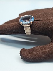 STERLING SILVER LARGE LONDON BLUE TOPAZ Oval Brilliant Cut 925 Ring size 9 (OK)