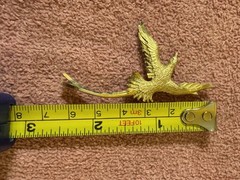 Vintage Signed Pewter~Gold Plated Pewter Swallowtail Bird Figure 2.5” Brooch Pin