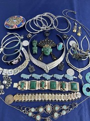 Vintage Jewelry Lot Mexico Alpaca Boho Ethnic Tribal Runway 30 Pc Bracelet Nlace