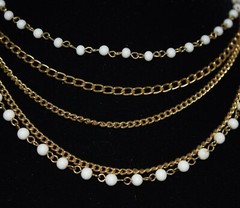 Vintage Coro Goldtone Chain and White Bead Adjustable Length Necklace