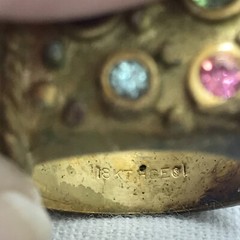 Vintage 18K HGE Plated Multi Color Crystals Unique Bold Look Ring varied sizes