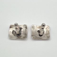 Vintage Native American 925 Sterling Silver Stamped Cloud Bullet Back Cuff Links