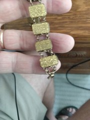 Antique Art Deco Gold Filled Gold Sparkle Glass Panels Bracelet 7 Inches