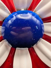 Vintage Red White & Blue Enamel Flower Pin Brooch Patriotic Daisy Design 3″
