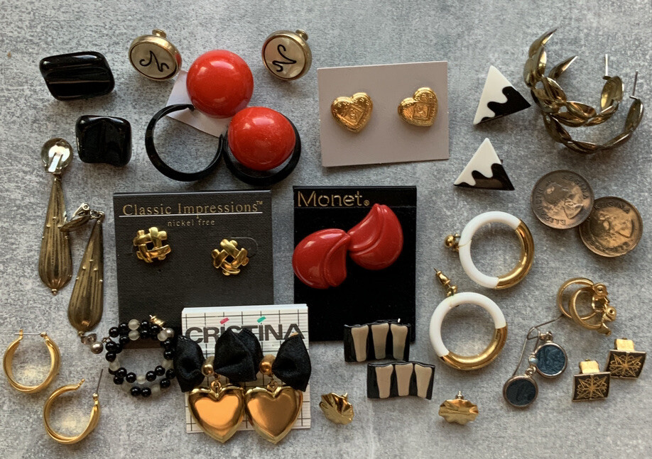 Vintage Jewelry Lot Of 20 Pairs (40 Pcs) Earrings Monet Christina KC