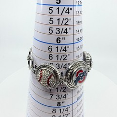 Silver Tone Red White Rhinestone Collegiate Fan Bracelet Ohio Sports Team Boho