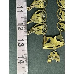 Wild Bryde Field Guide Song Bird Watcher Necklace Gold Tone Rare Vintage 25″