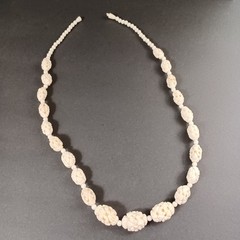 Vintage Off White Plastic Faux Bone Necklace 30in