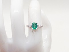 Vintage 1950s $4000 1.50ct AAA+++ Colombian Emerald Diamond 14k White Gold Ring