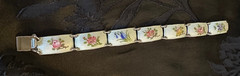 Vintage Finn Jensen Norway Gold Washed Sterling Silver Guilloche Enamel Bracelet