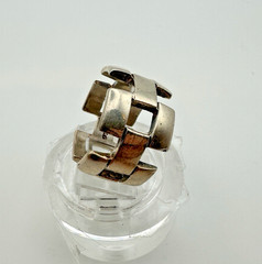 Vintage Mexico .925 Sterling Silver Modernist LINK Ring Size 9