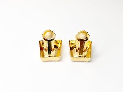 Dior Women’s Gold Tone Concave Clip-on Rectangle Earrings
