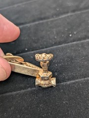 Vintage Mercury Industries Crane Valve Pipe Advertising Tie Bar Clip Gold Tone